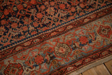 The sky blue Turtle Samovar border and navy Herati field of a hand-knotted Malayer carpet.