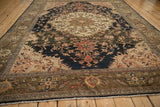 Antique Malayer carpet's detailed olive green turtle Samovar main border and field blossoms.