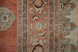 Antique Halvai Bijar carpet detail: samovar turtle border, Herati motifs, and visible knot wear.