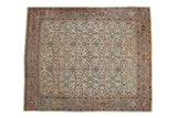 Antique Mahal carpet, cream field, allover blossoms, vines, powder blue, pistachio, 10'x12'1