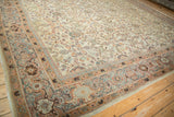 Antique Mahal border of meandering vine and turtle samovar motifs in soft pastel tones.