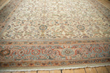 Antique Mahal carpet border with terracotta, powder blue, and pistachio green turtle samovar design.