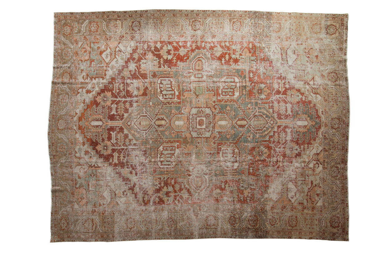 9.5x12.5 Vintage Distressed Heriz Carpet