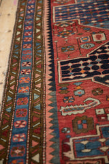 Close-up of the Bakhtiari rug's border with serrated leaf and pinwheel designs.