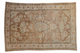 Antique distressed Mahal carpet, central palmette medallion, faded powder blue and brown floral field, 6' x 8'6