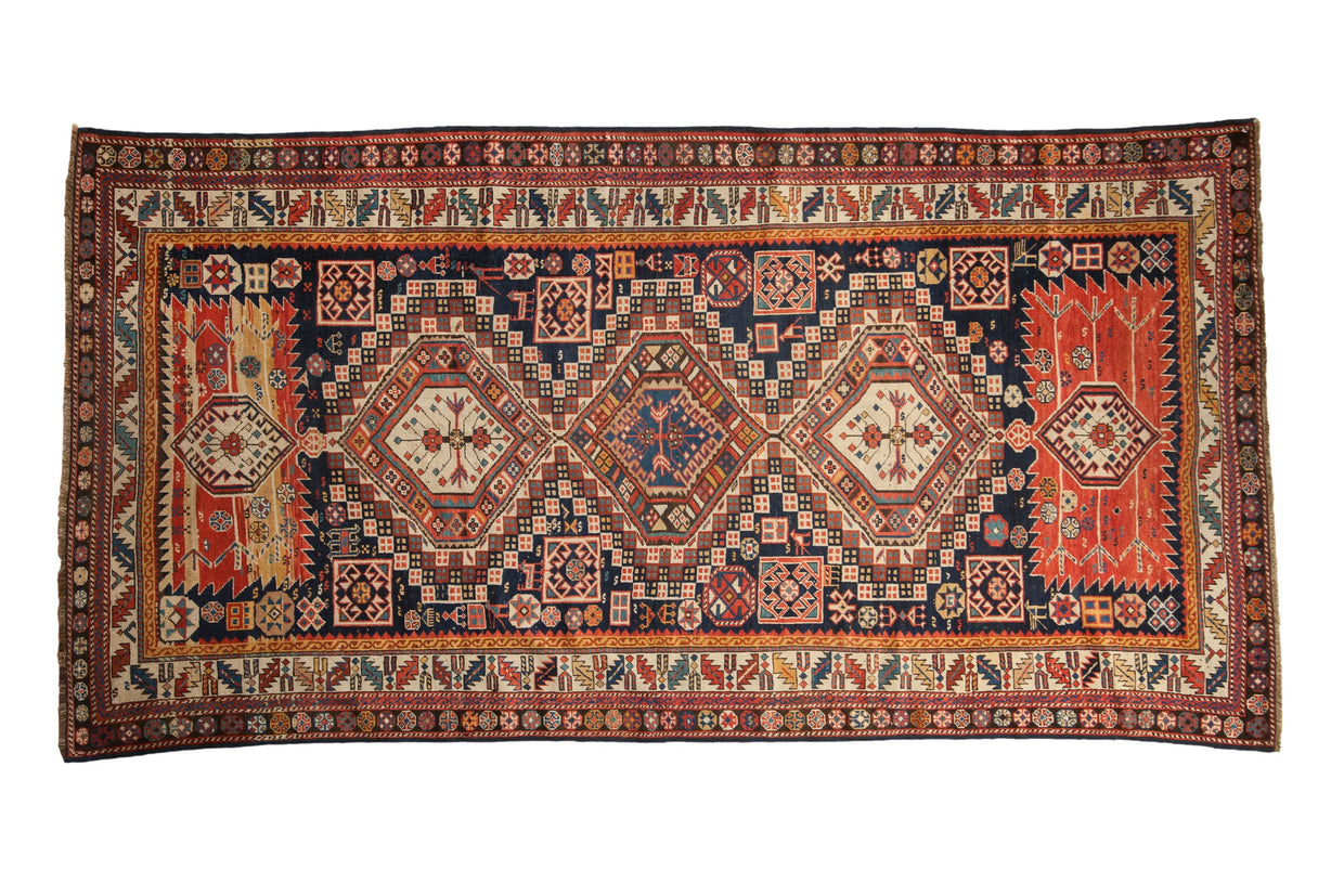 4.5x9 Antique Caucasian Rug Runner