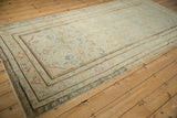 Distressed antique Malayer rug corner, Herati pattern, Samovar border, beige and powder blue.
