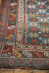 Serrated leaf and vine border details on an antique Northwest Persian runner's low pile.