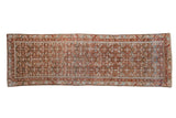Distressed vintage Northwest Persian runner with allover Herati pattern in terracotta, brown, and pale blue, 3'3