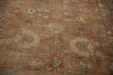 Soft, low pile of a distressed Mahal rug showing even wear down to the knot heads.
