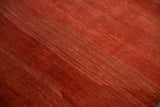 Striated abrashes and speckled cochineal red tone-on-tone field of an antique Sultanabad carpet.