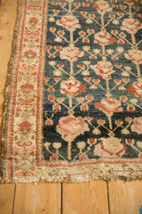 Antique Kurdish runner's subtle germinating plant border and dusty rose pattern.