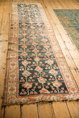 Antique Kurdish Hamadan rug side border with germinating plant design and rose pattern.