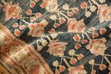 Antique Kurdish Hamadan runner pile with dusty navy abrashed ground and germinating rose motifs.