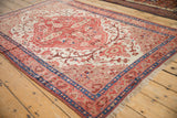 Fine antique Malayer rug border with sapphire blue, ruby red, and intricate blossoming vines.