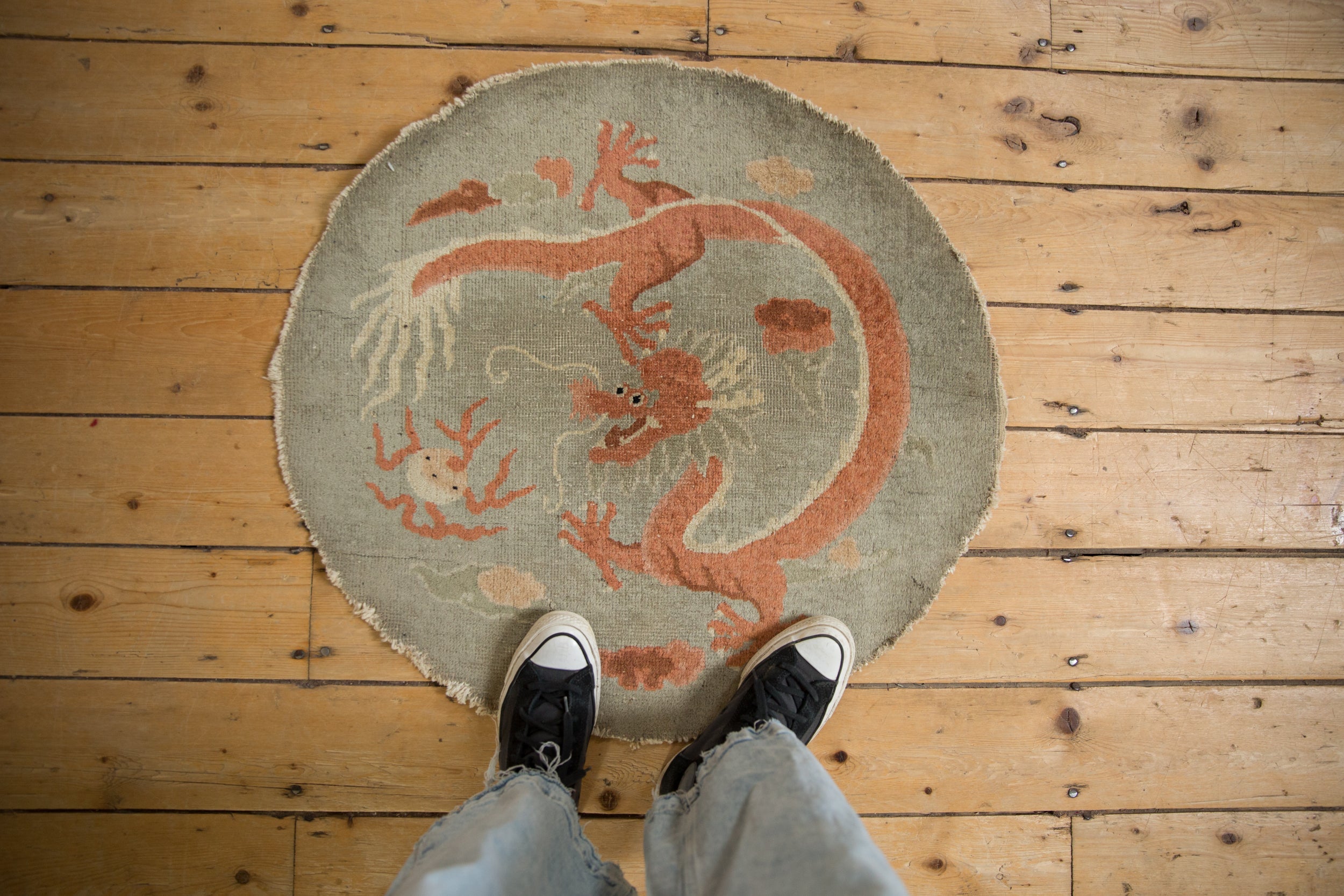 Antique Art Deco Round Rug Mat // ONH Item: ct001770, Image 1