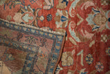 The reverse side of the vintage Persian Lilihan rug reveals its hand-knotted foundation and inseaming.