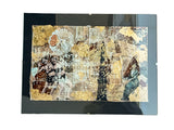 Lillian Shad original mixed media art, a textured collage with gold leaf and vintage photos.