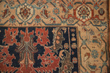 Detail of a fine Malayer rug's Turtle Samovar border with intricate checkered shading.