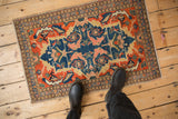 Antique Senneh rug edge, featuring unusual triple column side cord selvage.