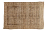 Vintage Distressed Malayer rug, allover Herati pattern, oxidized silver and beige, 4'5
