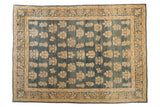 Distressed antique Kerman carpet, allover floral bouquets on abrashed blue, with millefleur border.