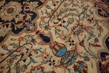 Finely woven pile on an antique Farahan Sarouk with colorful vase and scrolling vine motifs.