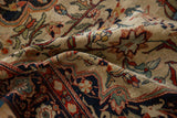 A draped view revealing the soft, lustrous pile of a finely woven antique Persian rug.
