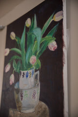 Profile view of the oil on canvas painting, showing its wrapped edge and depth.
