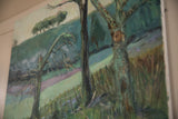 Textured brushwork on the canvas of the 