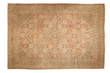Vintage hand-knotted Mahal carpet, distressed with allover blush and ivory floral palmettes.
