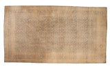 Vintage Tabriz carpet with a Herati field and turtle border in tea-washed dusty teal and sand.