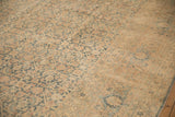 Detail of the vintage Tabriz carpet's turtle motif border and adjacent Herati design field.