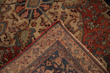 Folded corner of a vintage Farahan Sarouk rug revealing its dense, hand-knotted foundation.