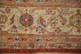 Expressive turtle samovar main border showing the wool pile of an antique Mahal carpet.