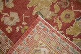 Antique Mahal rug corner detail with serrated leaf patterns and a complex turtle samovar border.