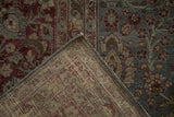 Hand-knotted foundation and secured side cord visible on the reverse corner of a vintage Tabriz rug.