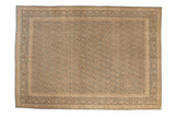 Distressed vintage Persian Meshed carpet, allover boteh design in faded denim blue, ivory, bronze.