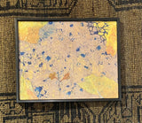 Lillian Shad art with layered yellow tissue, blue paint splatters, and delicate botanicals.