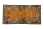 Vintage hand-knotted Nichols Art Deco runner with gold field and celadon floral border, 3x5
