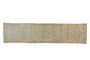 Muted pale sky blue and beige distressed Hamadan runner with allover henna plant pattern, 3'2" x 13'2".
