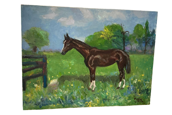 RESERVED Grace B. Keogh Painting "Horse in Field"