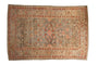 Antique Persian Mahal carpet, oxidized silver field, blush and terra cotta lattice floral design.