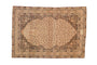 Antique Distressed Kerman rug, faded ivory and blush, sprawling tree of life pattern.
