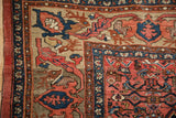 Antique Bijar rug corner, turtle samovar and deer head motifs, salt and peppering.