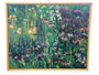 Grace B. Keogh "Summer Flowers" oil painting with lush green, pink, purple brushstrokes, wood frame, 25x31.