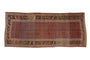 Antique Persian Bijar runner, allover staggered boteh design in madder root red, blue, and green.