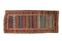 Antique Northwest Persian runner, allover elongated botehs in ruby red, sapphire blue, and ivory, 3'11" x 9'4".