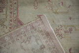 Detail of the vintage Amritsar carpet's hand-knotted foundation and fully secured side.