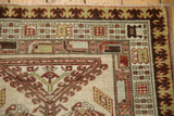Antique Distressed Serab runner corner with distinct reciprocating pawn motif and time-softened hues.